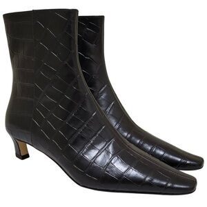 Michael Kors Black Croc-Pattern Ankle Booties